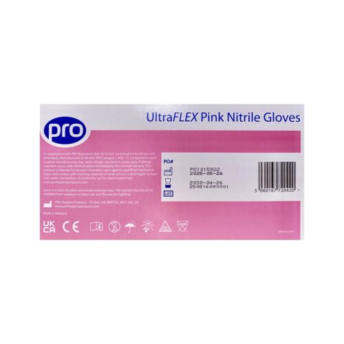 Alternative view of Ultraflex Pink Nitrile Glove Powder Free - Medium x 100