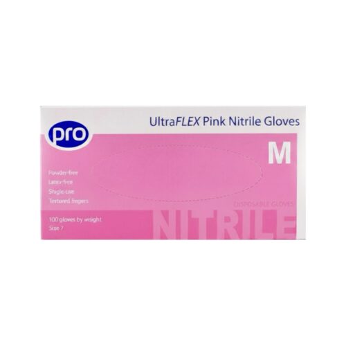 Ultraflex Pink Nitrile Glove Powder Free - Medium x 100
