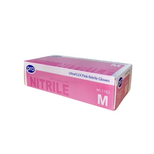 Ultraflex Pink Nitrile Glove Powder Free - Medium x 100 | Aesthetics Shop UK