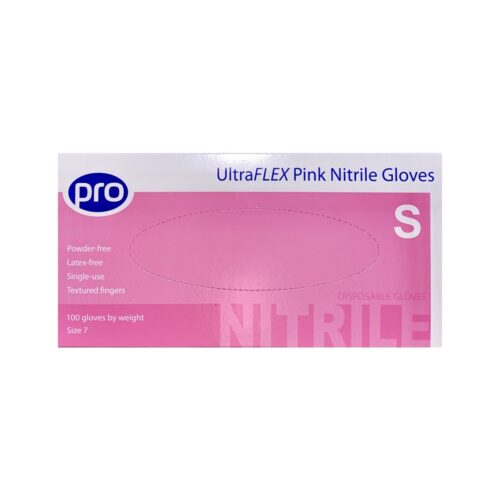 Ultraflex Pink Nitrile Glove Powder Free - Small x 100
