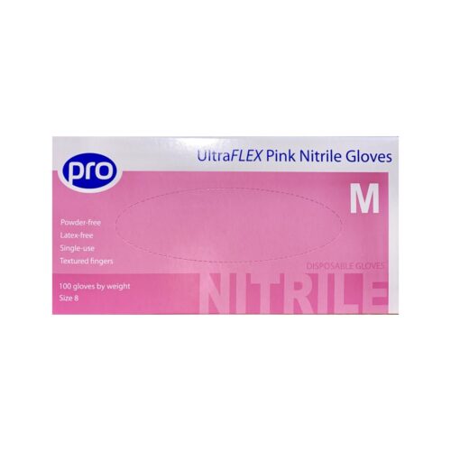 Ultraflex Pink Nitrile Glove Powder Free - Medium x 100